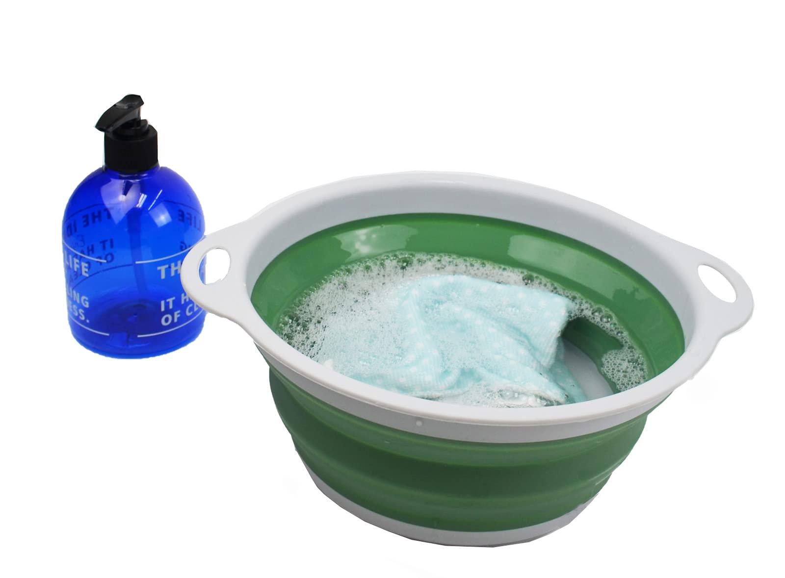 SAMMART Pentola pieghevole da 10 litri con tappo di scarico, lavabo pieghevole, vasca portatile per lavare i piatti, vassoio salvaspazio da cucina (grigio/grigio ardesia, 1