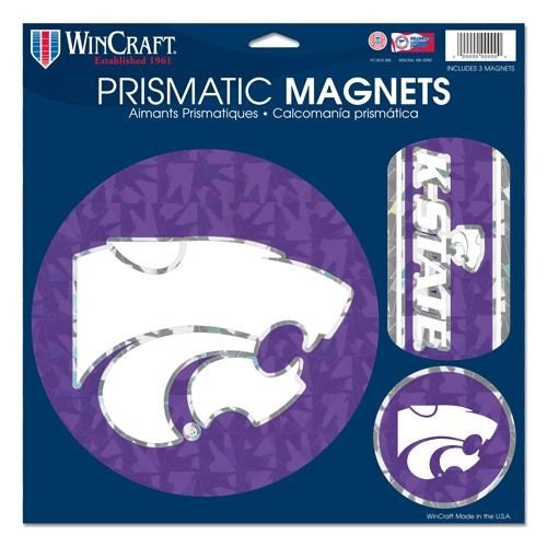 Feuille d'aimants Kansas State Wildcats finition prismatique haute fidélité 28 cm