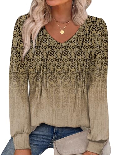 Alaroo Long Sleeve Shirts for Women 2026 Boho Tops Trendy Print 34 L