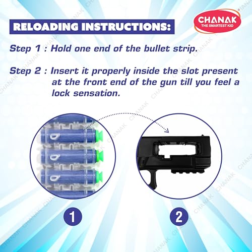 Image of Chanak Automatic 30 Rapid Fire Black Commando Dart Gun, Include 30 Soft Suction Foam Bullets with 20 Bullet Strips, Rechargeable Gun for Kids, with Carrying Briefcase Boys & Girls Above 3 Years.