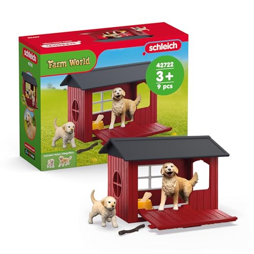 Image of Schleich Farm World - 9Pc Dog Kennel with Golden Retrievers | 42722