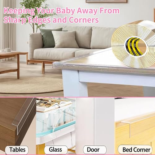Image of Clear Edge Protector & Corner Guards, 1.2in(W x 13.2FT(L),Baby Proof Corner Protectors for Furniture, Table Bumper for Baby Safety, Sharp Edge Protector for Drawers, Tables, Cabinets