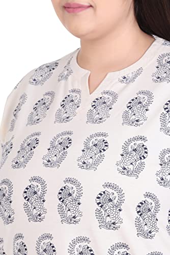 Image of In Love Women's Cotton Plus Size Longline T-Shirt Half Sleeve with Pockets | Cotton fabric - soft longline T-shirt with easy plus-size fit