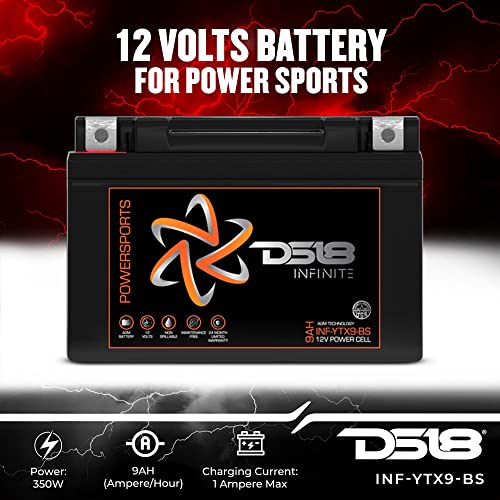 Ds18 Inf-Ytx9-Bs Infinite Battery Maintenance Free For Motorcycle Atv Compatible With Honda, Yamaha, Polaris, Suzuki And More - Non Spillable - 9 Ah 350 Watts Agm Power Cell 12 Volts Battery #TOP1