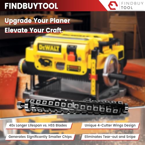 Image of FINDBUYTOOL 13 Inch Helical Cutterhead for DeWalt Planer DW735 DW735X DW735-XE, 4 Rows for DeWalt Thickness Planer, Quiet & Efficient Upgrade Replacement Blade for DW735 Series Planer