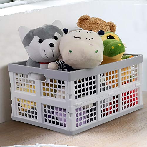 Sandmovie 34 L Stackable Storage Crate, Foldable Plastic Milk Crates, 4 Packs #TOP6