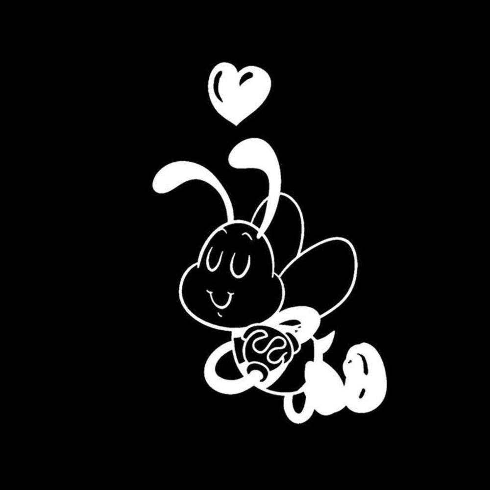 Stukk Stickers Lovely Bee Heart Fun Window Bumper Adesivo Adesivo Vinile Decalcomania 12.6cm x 19.3 cm - Nero