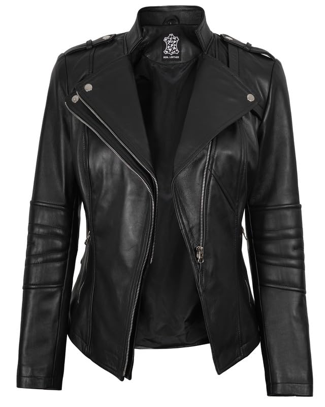 Image of Blingsoul Womens Real Leather Jacket - Asymmetrical Leather Jackets for Women