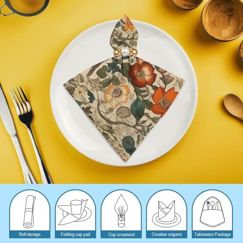 Servilletas de Tela con patrón Retro floral cuadradas 47.5 cm miniatura 7