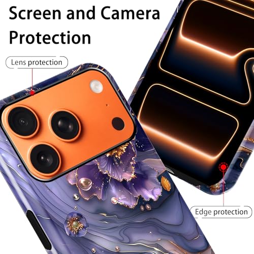 Coque iPhone 17 Pro Max marbre violet or finition premium - 3
