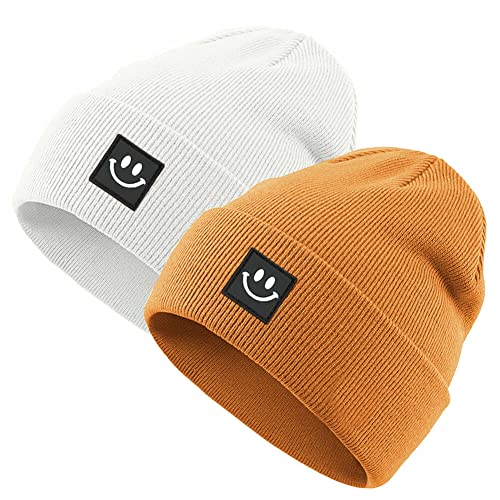 Image of Redgem Baby Beanie Smiley Face Hat Toddler Kids Winter Beanie Hats 0-6 Months12-18 Months 2-5-8 Years All Age Girls and Boys