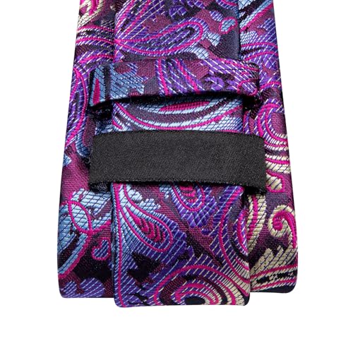 Image of Dubulle Mens Tie and Lapel Pin Paisley Striped Floral Necktie for Men Pocket Square Cufflinks 4PCS Set Wedding Party