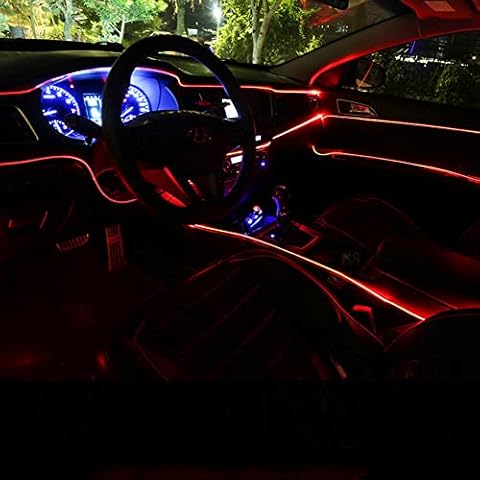 TABEN Car Ambient Light RGB Remote Control Decorative Light Lamp DIY Refit Flexible Optic Fiber Pipe 8 Colors Interior Lighting Atmosphere Light 1W DC 12V 6m Cover
