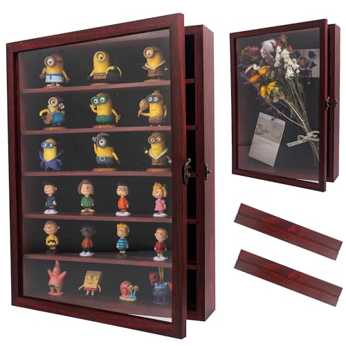 Image of Shadow Box Frame with Removable Shelves, Red 12x16 Deep Memory Box Display Case for Keepsake Collectibles, Coins Military Medals Pins Wedding Flowers