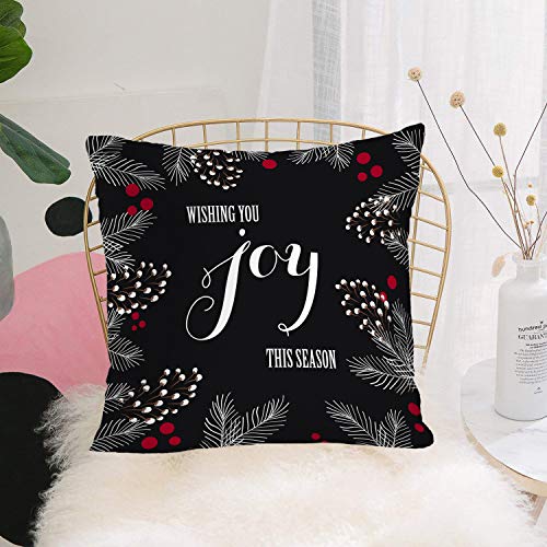 Batmerry Merry Christmas Theme Decorative Pillow Covers 18 x 18 inch,Poinsettia Holly Pine Merry Christmas Double Sided Throw Pillow Covers Sofa Cushion Cover Lumbar Pillowcase - Image 6