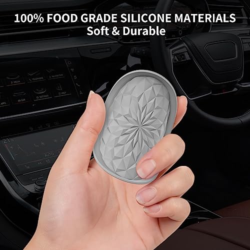 Image of ME.FAN Car Cup Coaster [4 Pack] Silicone Car Coasters /Cup Mats - 2.75In Universal Non-Slip Recessed Car Interior Accessories - Car Cup Holder Insert Coasters Light Grey
