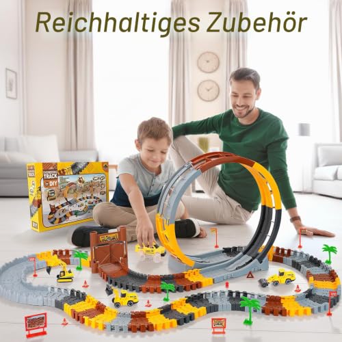 Autorennbahn ab 4 5 6 7 8 Jahre, Flexibles DIY Gleis-Set – Ansicht 2