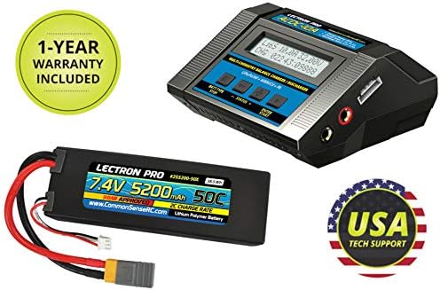 Lectron Pro 7.4V (2S) 5200mAh 50C LiPo Battery & ACDC-10A Charger Starter Pack