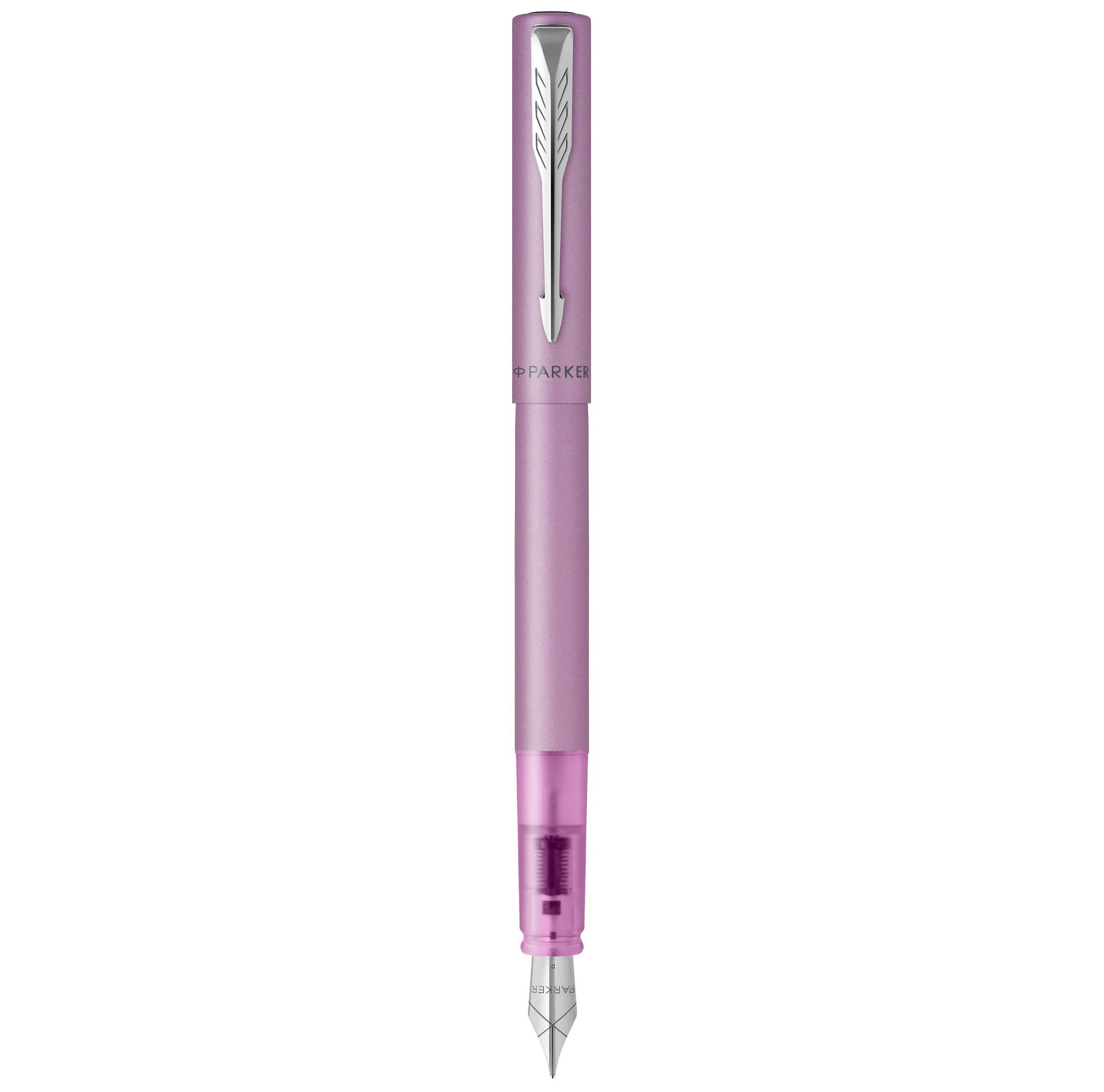 Parker Vector XL Fountain Pen | Metallic Lilac Lacquer on Brass | Medium Nib with Blue Ink Refill | Gift Box