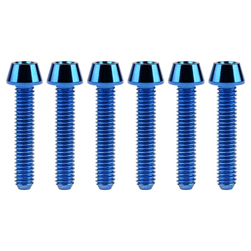 Image of Titanium Ti DIN912 M4 8 10 12 15 20mm Tapered Head Hex Bolts Bicycle Screws Pack of 6 (Blue, M4x20mm)
