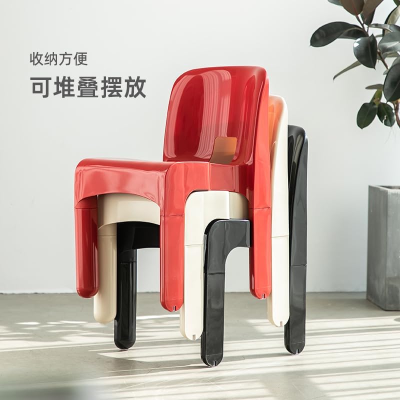 Modern Stackable Plastic Chairs with Two Size Seat Height - Ideal for Home and Office Use (Beige,Seat Height 47CM)