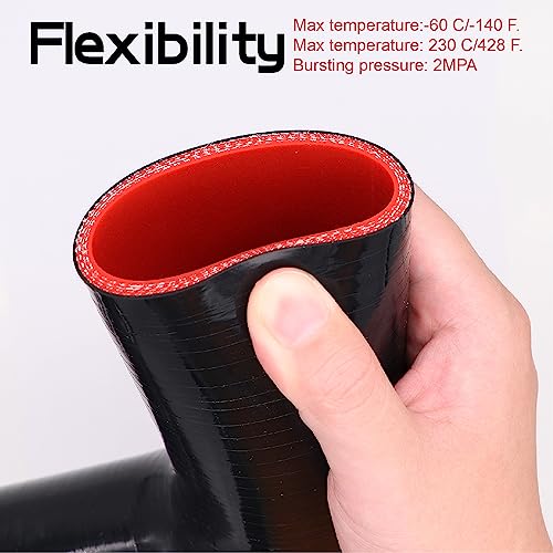 Image of 90 Degree ID 2.25inch(57mm) Elbow Coupler Silicone Hose 4-Ply with 2PCS Stainless Steel T-Bolt Clamp