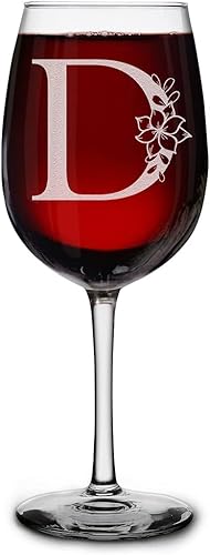 Miniatura 17 de Copa de vino personalizada con monograma floral con inicial grabada, copa de tallo de 16 onzas para mujer, regalo personalizado para su cumpleaños
