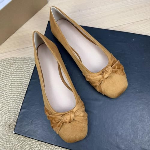 SAILING LU Women's Bow-Knot Square Toe Ballet Flats Dressy Party Shoes Office Work Shoes for Women Casual Slip-on Loafers2