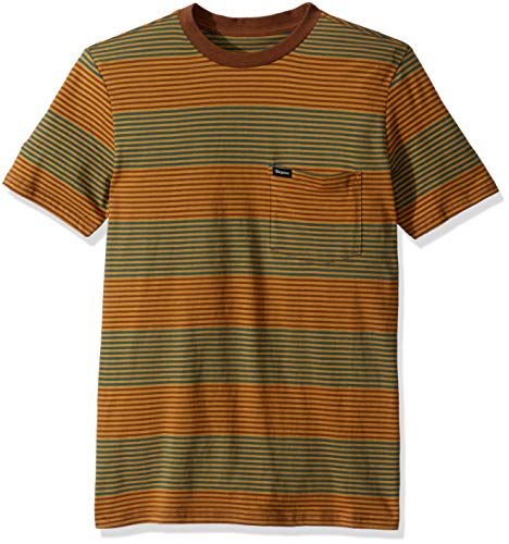 Brixton Men's HILT Tailored FIT Short Sleeve Pocket Knit Shirt, Bison, S