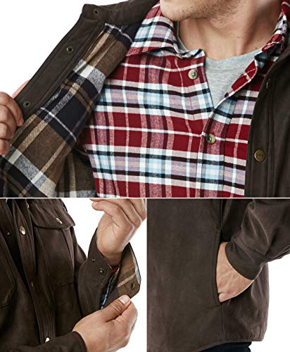 Cqr Men's Flannel Lined Shirt Jackets, Long Sleeved Rugged Plaid Cotton Brushed Suede Shirt Jacket, Flannel Lined Calf Brown, Xx-Large #TOP6