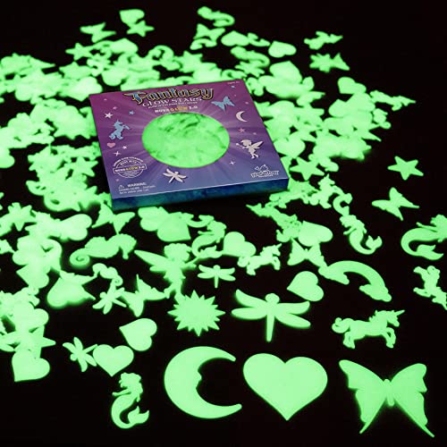 Fantasy Glow Stars, 200-Count Glow In The Dark Stars For Girls With Bonus Hearts, Moon, Unicorns, Dragonflies, Sea Horses, Butterflies, Rainbow Clouds, Princesses And Mermaids #TOP2