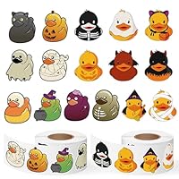 1000Pcs Halloween Duck Stickers Roll Funny Cartoon Yellow Duckies Self Adhesive Decals for Trick or Treat Party Favors Envelopes Scrapbook Bottle Decor Seasonal Holiday DIY Crafts Gift, 16 Designs