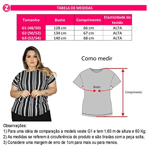 Blusa Feminina Plus Size Social Festa (Estampa03, G1-48/50) XJ063021