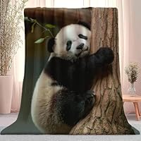 Animals Cute Pandas Throw Blanket - Extra Soft Plush Blankets Brown for Camping Sofa & TV, Warm Cozy Flannel Blanket 130 x 150 cm for Baby Kids Women