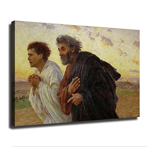 Disciples Peter And John Running To The Tomb On The Morning Of The Resurrection Posters Modern Prints Paintings Canvas Wall Art For Home Kitchen Living Room Bedroom Decor (Framed,20X30Inch) #TOP4