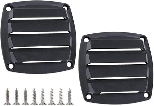 VTurboWay 2 piezas de rejilla de plástico a ras de ventilación, ventilación de barco marino, 2-3/4 pulgadas, negro, tornillos de instalación