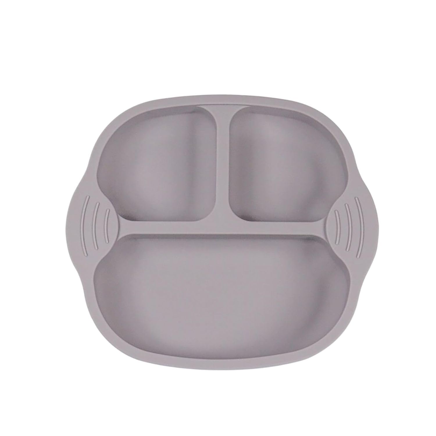 Suction Plates for Babies & Toddlers - 100% Silicone, Plates 3 Compartment Plate Stay Put with Suction Feature, Divided Design, Microwave & Dishwasher Friendly (Set of 1, Grey)-image-1