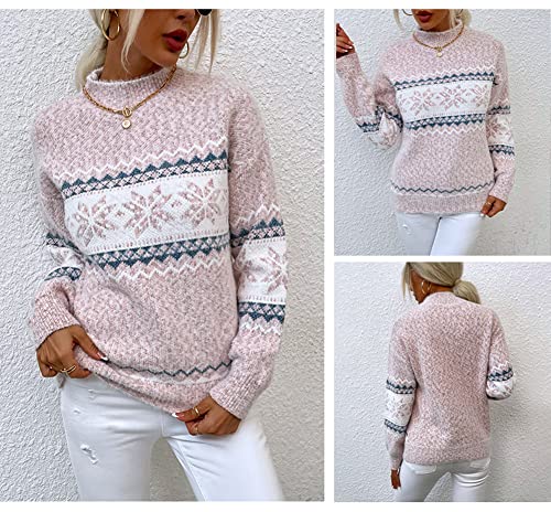 Image of JUNBOON Women's Casual Leopard Print Knitted Pullover Sweaters Long Sleeve Crew Neck Jumper Tops