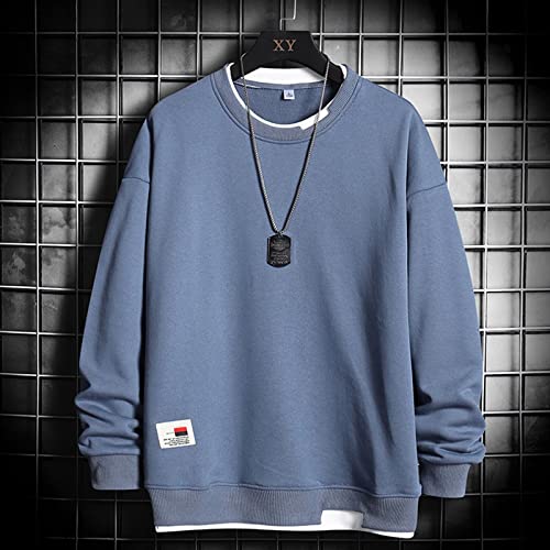 Men's Crewneck Sweatshirts Oversized Male Casual Solid Splice Hoodless Off Shoulder Sleeve Long Sleeve Hoodies3
