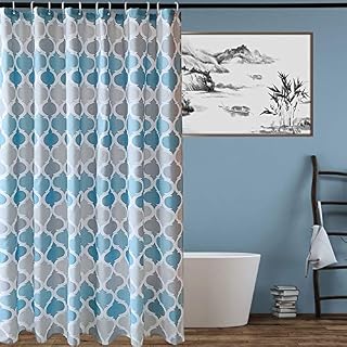 Shower Curtain Mould & Mildew Resistant Waterproof Polyester Decorative Bathroom Curtain with 12 Hooks,180 x 180 cm (72 x 72 Inch)