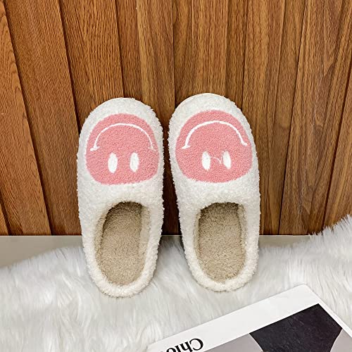 Plmokn Slippers For Women Indoor And Outdoor Men Open Toe Fluffy Cute Smile Face Slippers,B-Pink/9.5-10.5 #TOP2