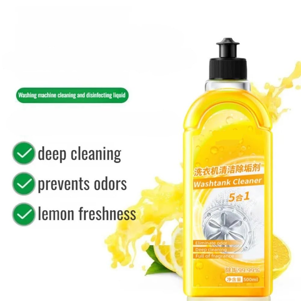 500ml Waschmaschinenreiniger, Trommelreiniger, Waschtankreiniger, Kraftvoller Entkalker(500ML Lemon Flavor)