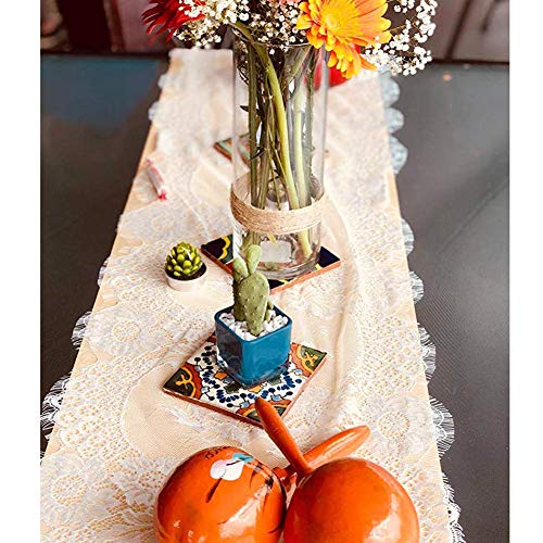 Chemin de table en dentelle blanche 10 pièces décoration de table brodée - 7