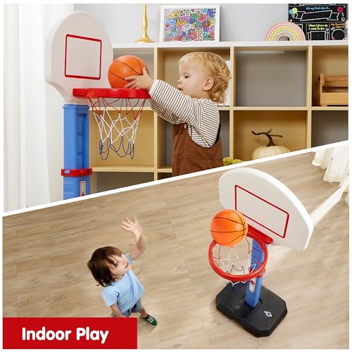 JOYIN Toddler Basketball Hoop Indoor, Adjustable Basketball Goal for Kids with 4 Balls, Game Toys for Playroom Pool Outdoor, Birthday Gift for Baby Boys Girls Age 1 2 3 4 - Air Pump Included by JOYIN - Image 4