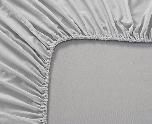 Image of Fitted Sheet - Luxurious & Soft Brushed Microfiber Twin Size Linen Fitted Silver Light Gray Sheets, Hypoallergenic Bedroom Essentials - Extra Deep Pocket Super Fit Fitted Sheet by Clara Clark