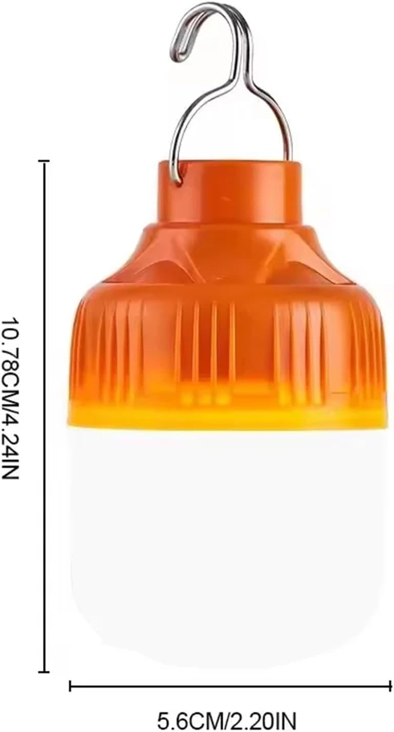 USB Rechargeable Camping Light Bulb Super Bright Portable LED 3 Modes Outdoor Lamp Emergency Fishing BBQ Tents(Orange)