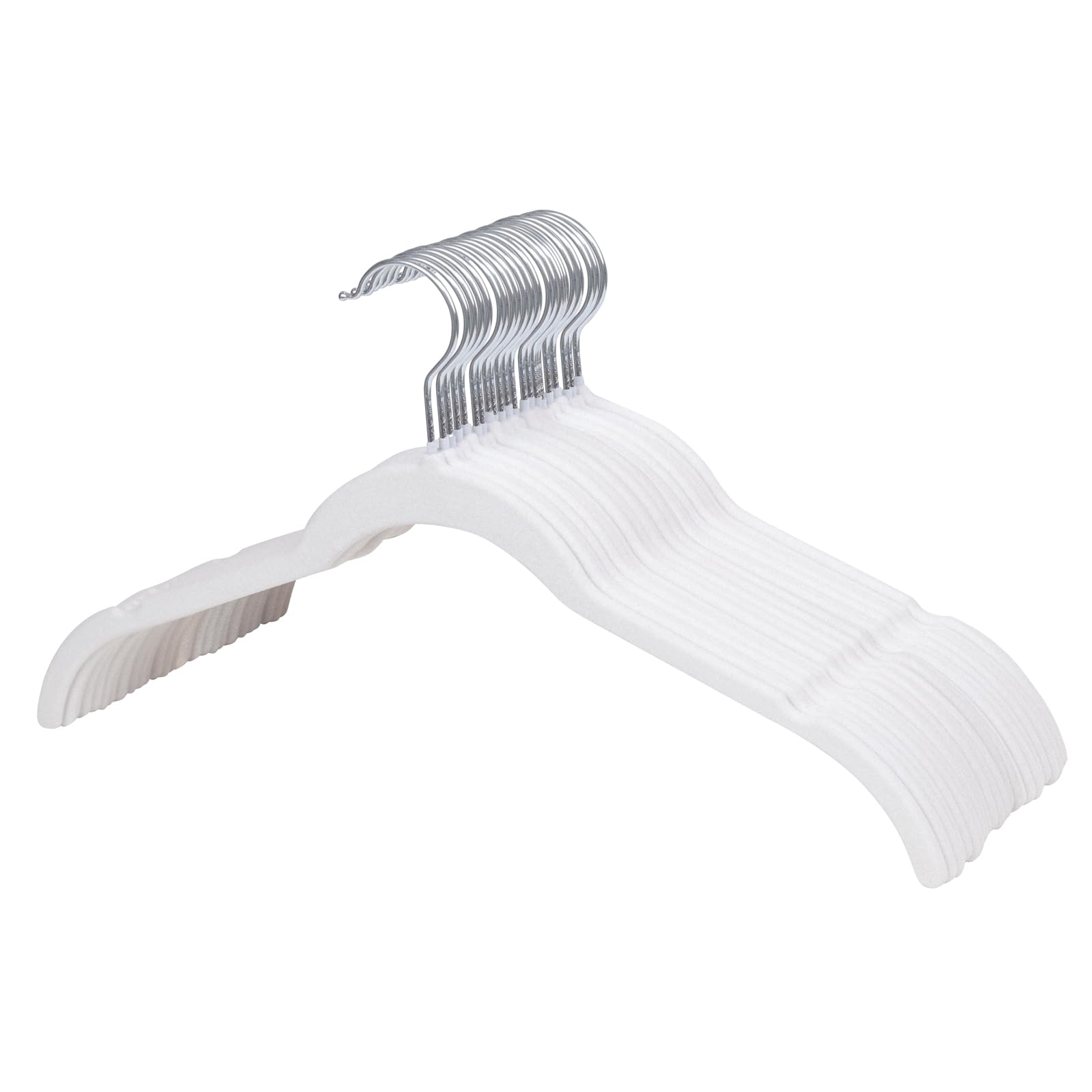 ManGotree Velvet Shirt Hangers for Women, 16.5'' Suit Hangers with Shoulder Groove, Non-Slip Dress Clothes Hanger for Coats, Tank Tops, Shirts, Blouses, Shorts (22 Pack, White) โ image 1