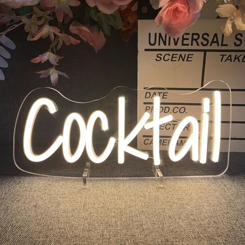 Image of Cocktails Table Neon Sign Desk Lamp Led Beer Bar Neon Lights for Wall Decor Man Cave Club Bedroom Hotel Pub Home Bar Sign Shop Bedroom Home Room Decor Christmas Party Warm White USB Powered 30x13.8 CM