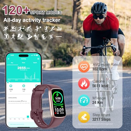 Image of Fitness Tracker, Activity Trackers with 24 /7 Heart Rate Blood Oxygen Sleep Monitor, Smart Watches with 123 Sports Modes, 1.47'' HD Screen Fitness Watch, Calorie Pedometer for Women Men