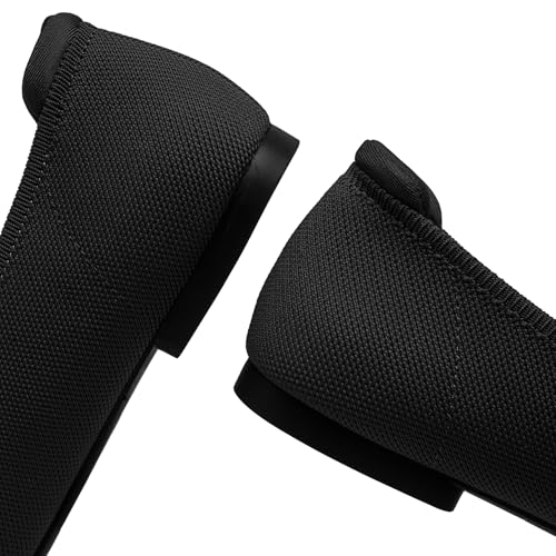 Ballet Flats for Women, Square Toe Mary Jane Shoes Comfortable Dressy Flats Adjustable Straps Washable Knit Casual Office Shoes with Arch Support Latex Insole Black3